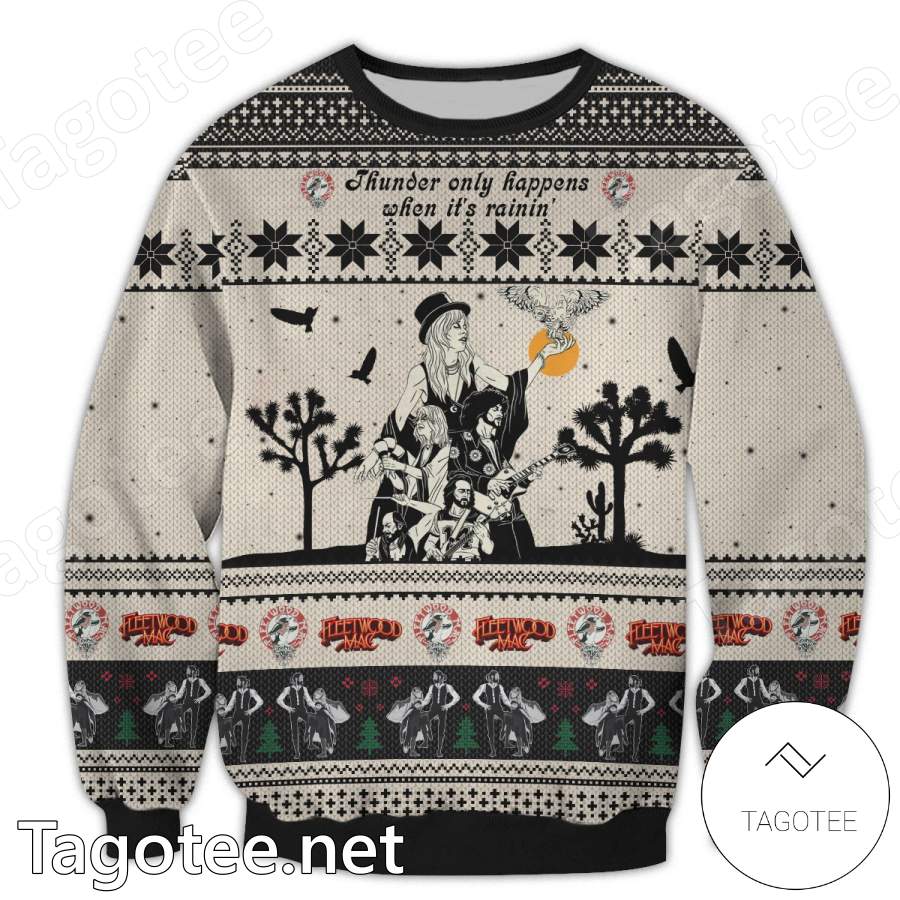 Fleetwood Mac Thunder Only Happens When It's Rainin' Ugly Christmas Sweater a