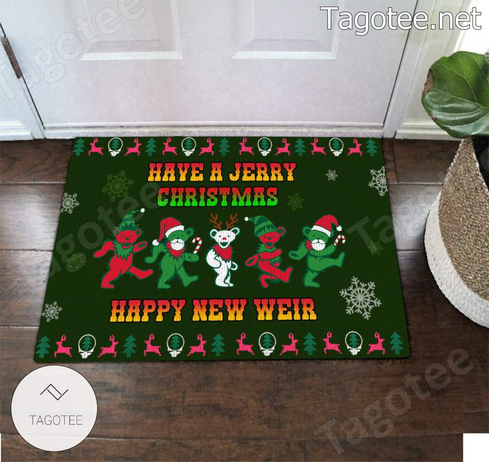 Grateful Dead Bear Have A Jerry Christmas Happy New Year Doormat a