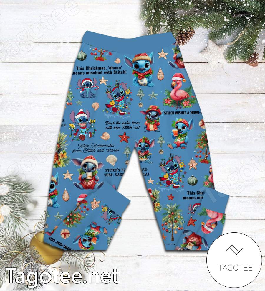 Mele Kalikimaka Stitch Christmas Pajamas Set b