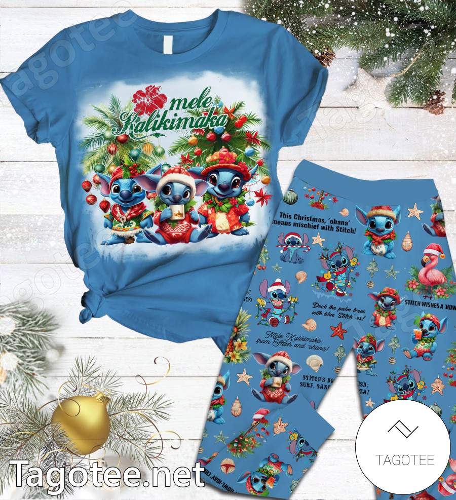 Mele Kalikimaka Stitch Christmas Pajamas Set