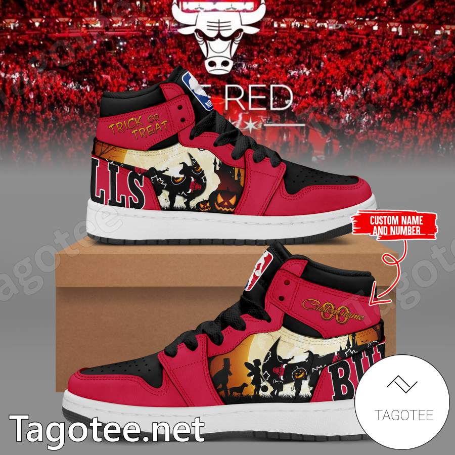 NBA Chicago Bulls Halloween Trick Or Treat Personalized Air Jordan High Top Shoes