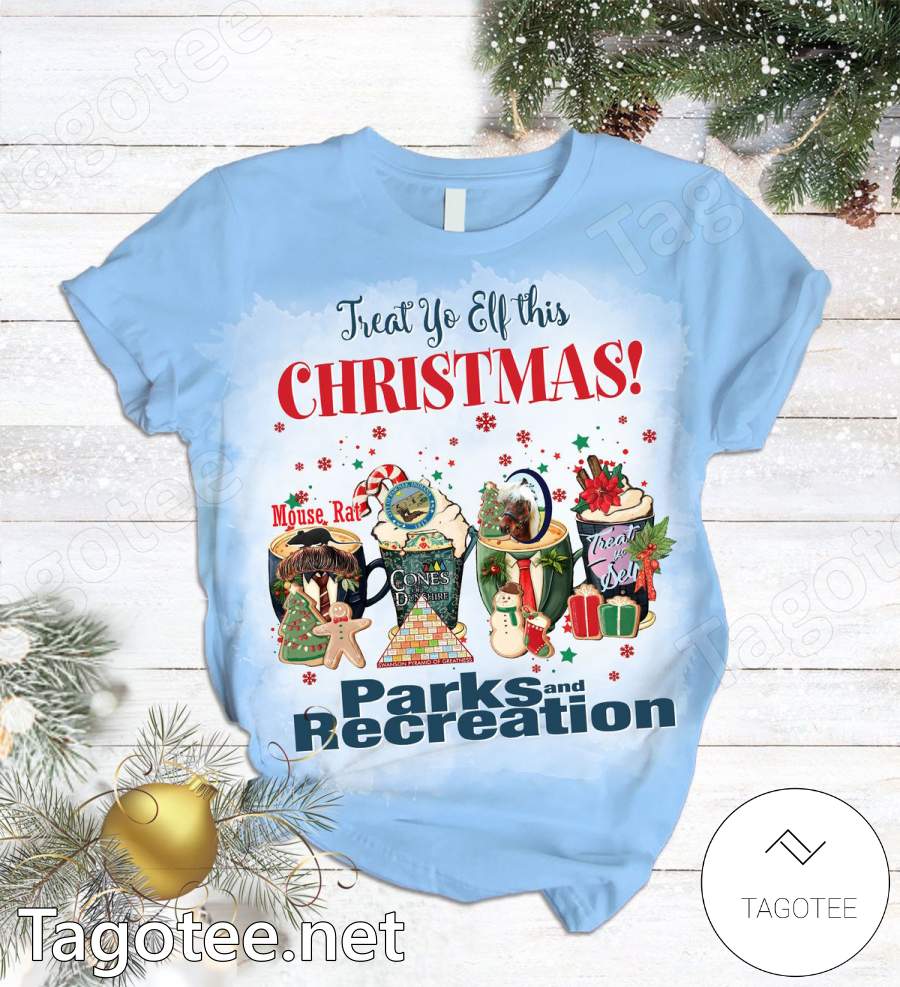 Treat Yo Elf This Christmas Parks And Recreation Pajamas Set a